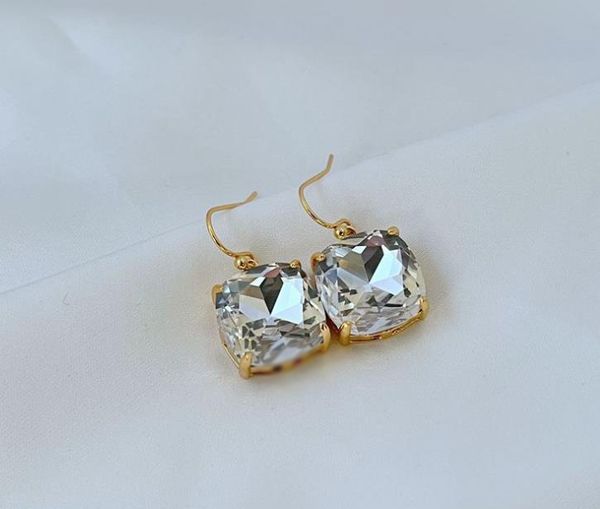 

20ss white stud luxury classic stud brand designer geometric enamel mixed flower rhinestone color square rhinestone earrings jewelry with bl, Golden;silver