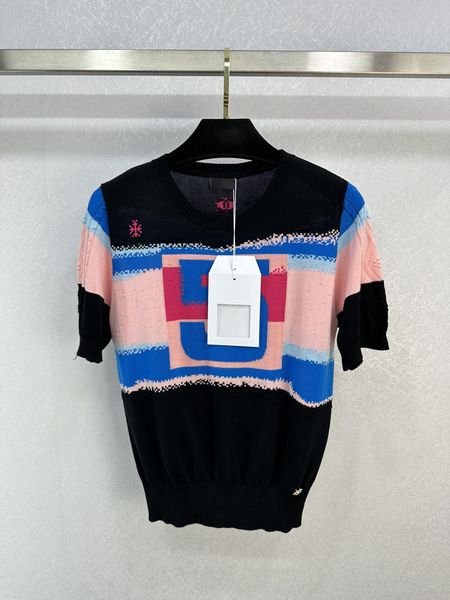 

chan home 2023 summer new women's t-shirt print grade casual shirt fashion ootd cccc logo letters knitwear polo shirt mother's da, White