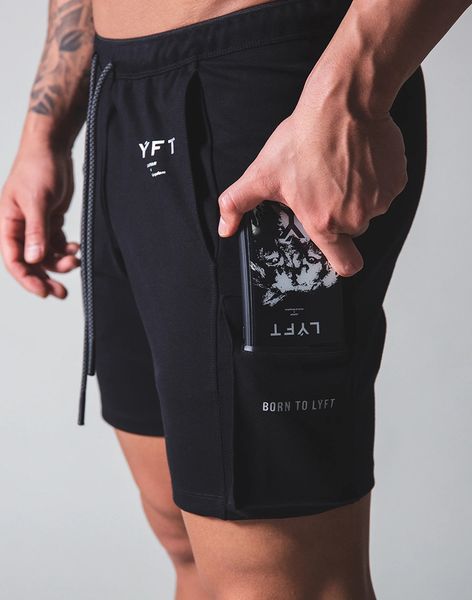 

mens shorts summer brand fitness side pocket sports running training jogging fashion casual black botto 230404, White;black
