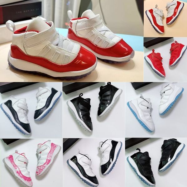 

toddlers 11 11s cherry kids shoes unc little boys girls basketball shoe designer preschool children high sneaker baby kid infants sports gre, Black