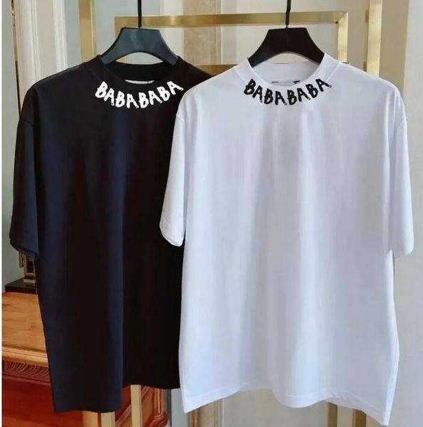 

2023 mens fashion t shirt designers men clothing black white tees short sleeve women's casual hip hop streetwear tshirts m-4xl#06, White;black