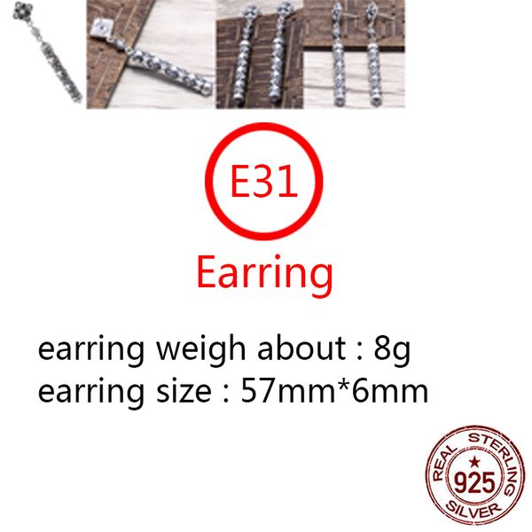 

e31 s925 pure silver ear studs personalized fashion cross flower long letter punk street dance style earrings jewelry earrings as a gift for, Golden