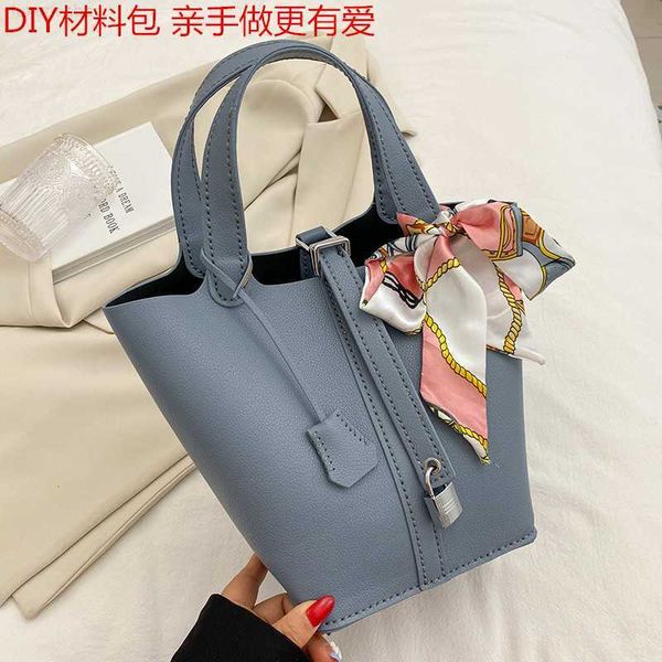 

h bag designer luxury vegetable live broadcast handmade material women's diy selfmade large stomach king bucket bag personalized fashio
