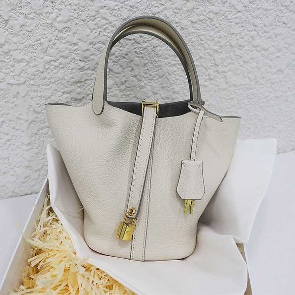 

designer bag classic women's light luxury vegetable basket bucket litchi pattern layer cow leather handbagnzc0unbd picotin