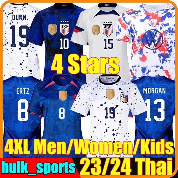 

4xl 2023 dunn usas women soccer jerseys 23/24 united states football shirt aaronson 2023 america stanway horan morgan kelly swanson reyna mc, Black;yellow