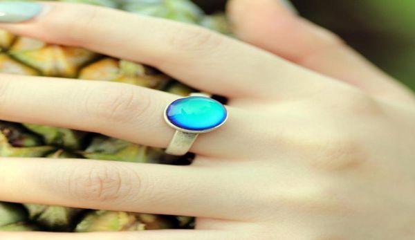 

womens real antique silver plated colors change mood stone ring simple emotion feeling gift rings for women6928365, Golden;silver
