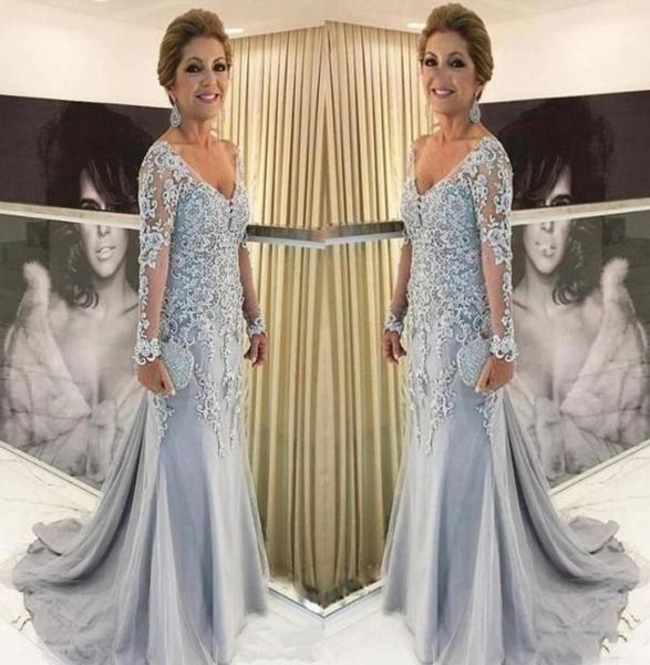 

new arrival mermaid plus size mother of the bride dresses v neck long sleeves lace appliques tulle beads sweep train party evening1354106, Black;red