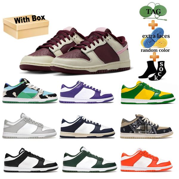 

with box dunks mens running shoes sneakers white black panda valentines day triple pink grey fog unc syracuse women retros sports trainers