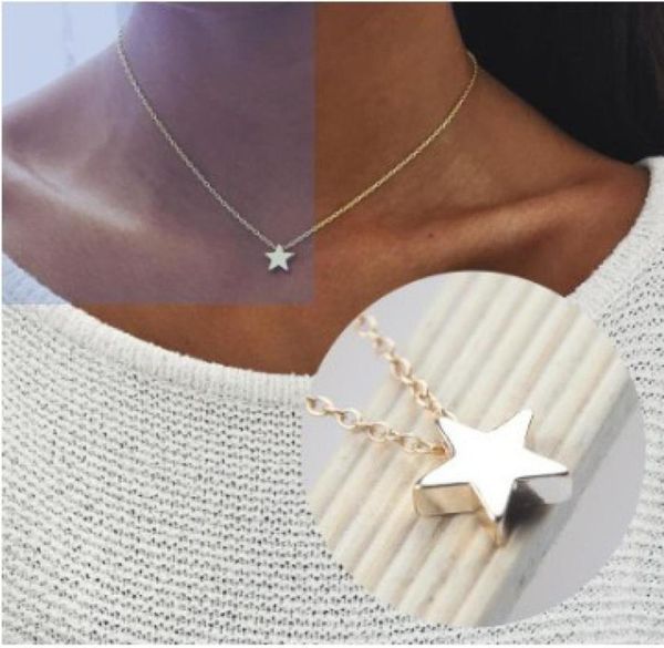 

chic womens nacklaces 3d star silvergold tone choker necklaces statement necklaces gothic style gifts for girls ladies2319375, Golden;silver