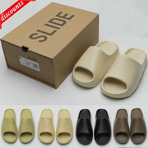 

2022 slippers eva men woman comfortable sandals glow green soot onyx black bone blue resin desert sand pure foam slides mens slide