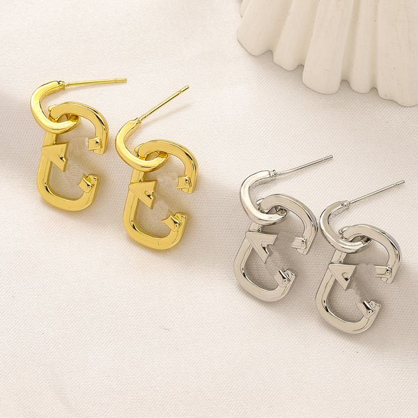 

brand designer charm earrings spring 18k gold monogram earrings women gift love 925 silver stud earrings stainless steel classic design fami, Golden