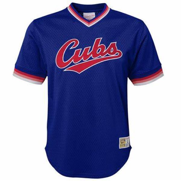 

cubs mitchell ness chicago cooperstown mesh batting v-neck baseball jersey size s-4xl, Blue;black