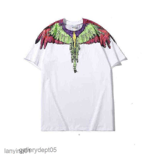 

tee t-shirt tees shirt s 20ss mb graffiti parrot wings feather print couple loose short sleeve 1s1s1rsyi, White;black