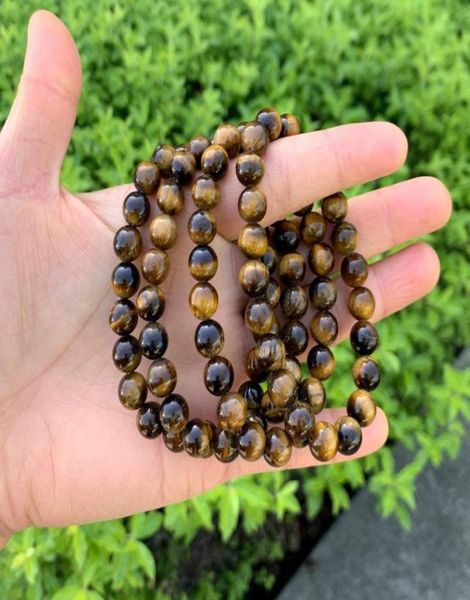 

6mm men tiger eye bracelet relax anxiety crystal beaded strand triple protection jewelry healing chakra gemstones bangle for women7926583, Black