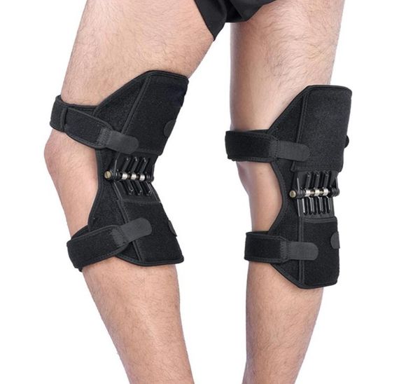 

1 pair sport spring knee strap mountain climbing running knee pad carbon steels joint protection kneecare pad8605645, Black;gray