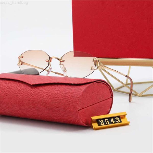 

2023 new fashion women's frameless sunglasses metal 2543, White;black
