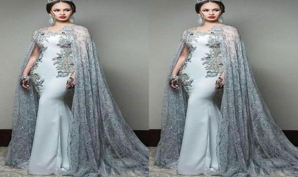 

abric mermaid prom dresses with cape sleeve jewel neck formal evening wear sequined sweep train celebrity party gowns3737103, Black