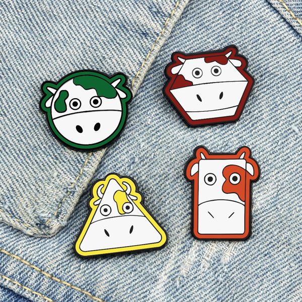 

fun cow brooch cute anime movies games hard enamel pins collect metal cartoon brooch backpack hat bag collar lapel badges, Blue