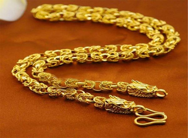 

mens necklace filigree dragon design 18k yellow gold filled male chain link jewelry hip hop cool style gift6617942, Silver