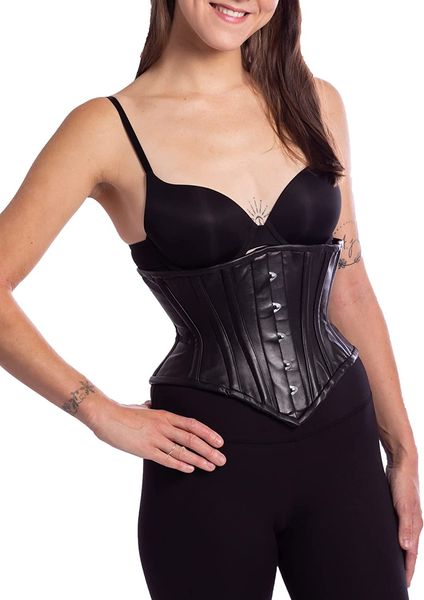 

orchard corset cs-201 underbust leather steel-boned waist trainer corset, Red;black