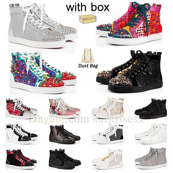 

designer with box red casual shoes mens womens bottoms sneakers spike rivets platform flat shoe vintage bottomed loafers shoe famous dhgate, Black