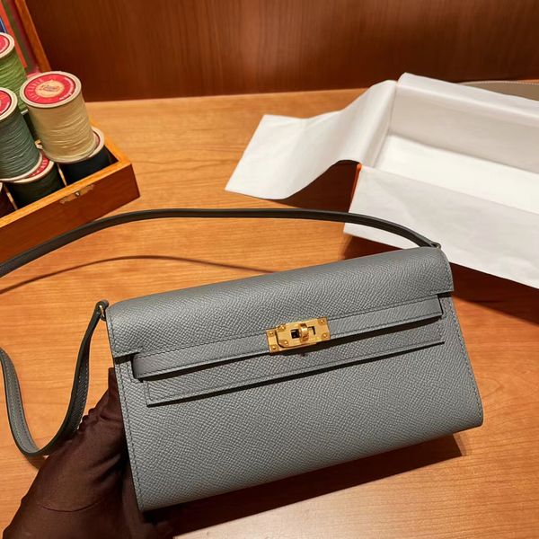 

handmade designer bag hand grab bag fashion shoulder bag 19cm size using original epsom genuine leather exquisite 18k electroplating hardwar