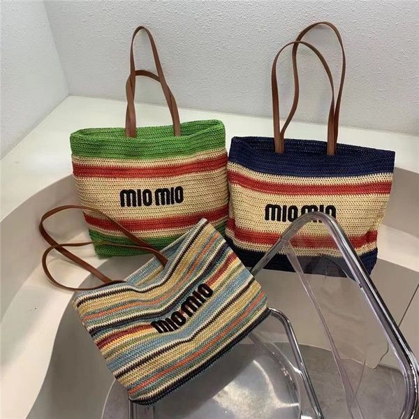 

luxury designer tote bag fashion ladies shopping handbag raffia straw beach underarm bag purse summer seaside vacation large capacity handba