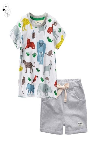 

biniduckling toddler kids clothes sets animal printed tshirts shorts summer cotton boy outfits children039s clothing set8996494, White