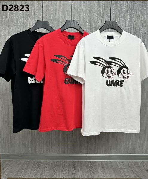 

23ss new t-shirt over size italy d2 t-shirt cotton men polo shirts streetwear print shorts o-neck short sleeve men's shirts ds2823, White;black