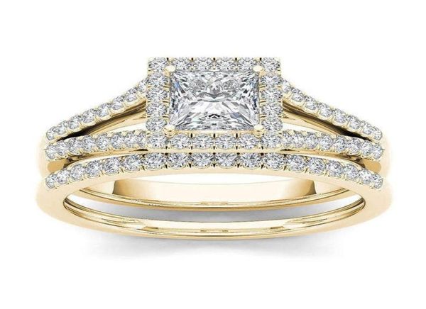 

wedding ring rings for women square zircon jewelry heart rings elegant female engagement set fashion accessories diamond5622401, Silver