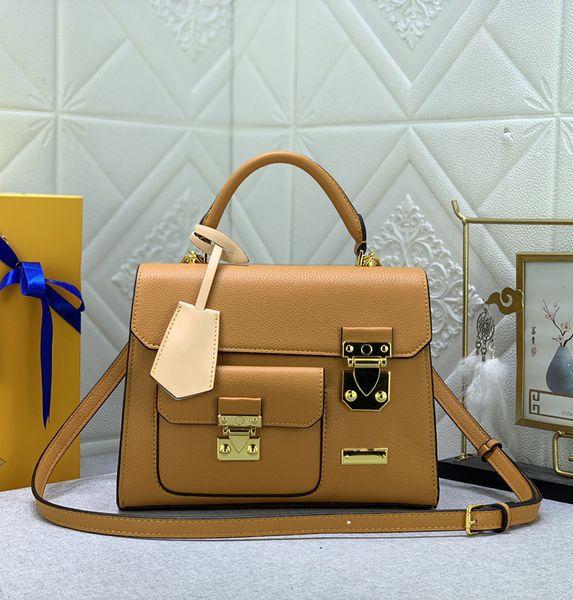 

womens designer tote bag luxurys s-lock handbags quality leather golden metal s-lock shoulder bags woman flower letters evening crossbody ma