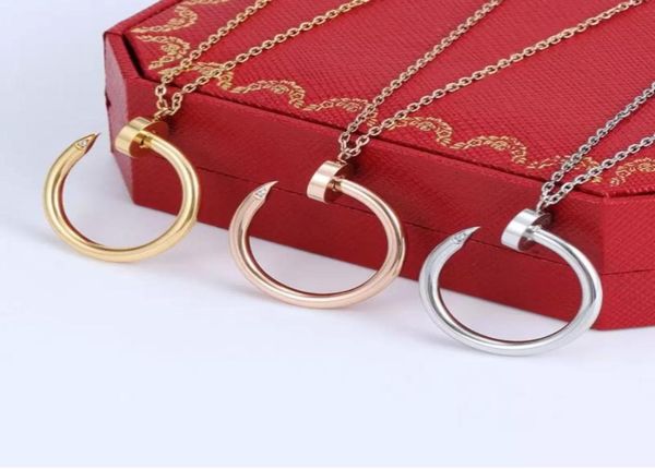 

new men and women pendant necklace fashion designer design stainless steel nail necklaces5867861, Silver