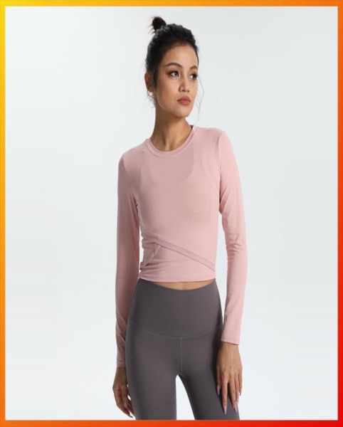 

women sports yoga tshirts slim fitted long sleeve fitness clothes exercise training girl new fashion pink blue white bla9415846