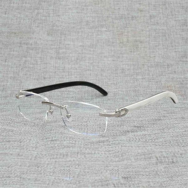 

2023 designer glasses new vintage wooden square bright men natural buffalo horn oversize rimless glasses frame for women reading optical ova, White;black