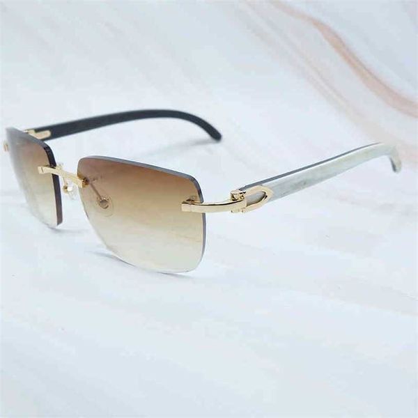 

2023 designer glasses new square designer sunglasses men women rimless buffalo horn glasses vintage sunglass eyewear mens 012, White;black