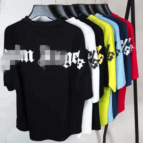 

palm chaopai angel candy color foamed letter printing short sleeve t-shirt for men and women bf loose half, White;black
