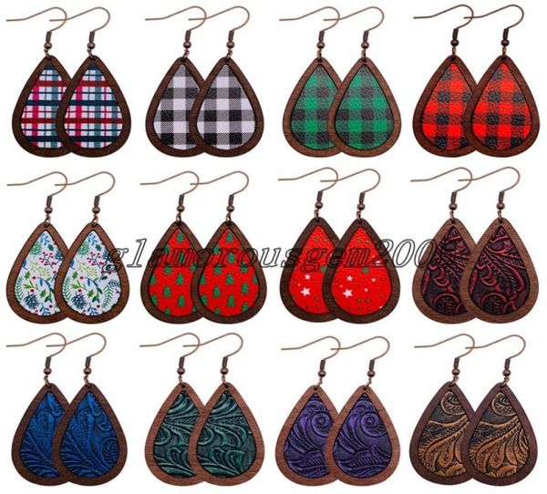 

vintage waterdrop cork leather dangle earrings for women bohemian fashion star plaid print female wooden jewelry christmas gift4323428, Silver
