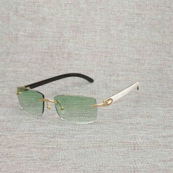 

2023 designer glasses new natural buffalo horn sunglasses men vintage wooden glasses square rimless frame for women outdoor shades culos gaf, White;black