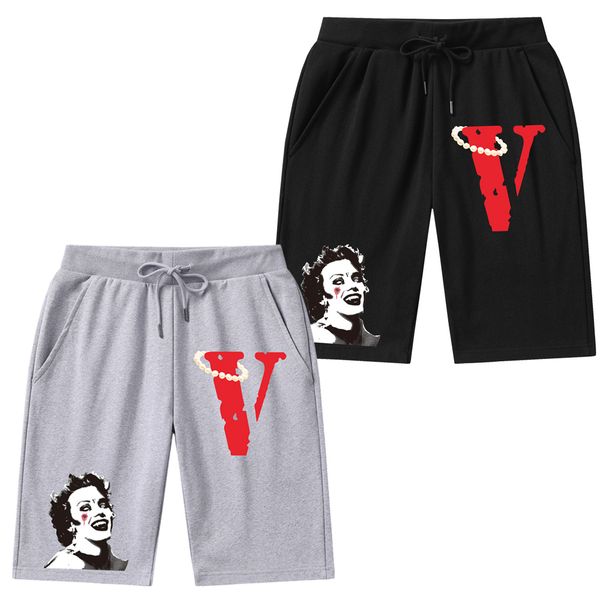 

vlone men's shorts summer style men's knitting cotton beach shorts in summer wear elastic waist loose casual sweatpants big five p, White;black