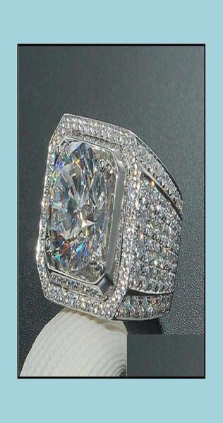 

cluster rings jewelry mens ring hip hop zircon iced out luxury cut z cz diamond fl gemstones men wedding band fashion jewellry6486769, Golden;silver
