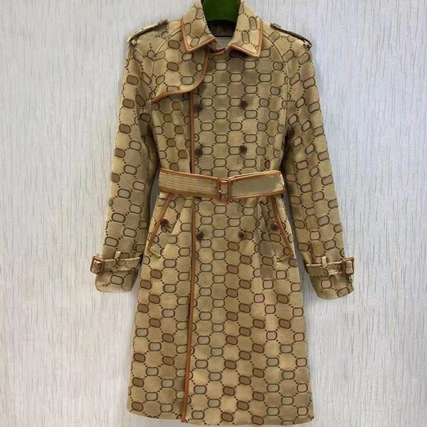 

b568 autumn womens trench coats designer luxury women windbreaker body letter print jacket loose belt coat female casual long trenchs coat, Tan;black
