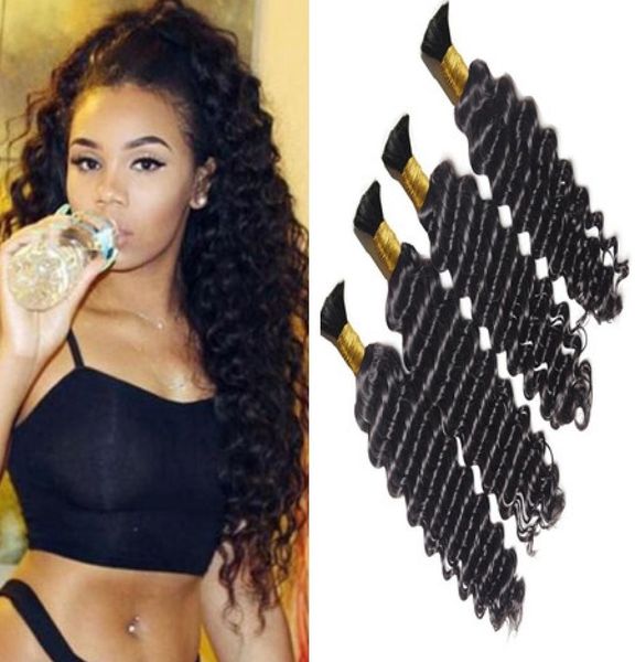 

deep wave curly human hair bulk brazilian hair bulks for micro braids color natural black1283807, Black