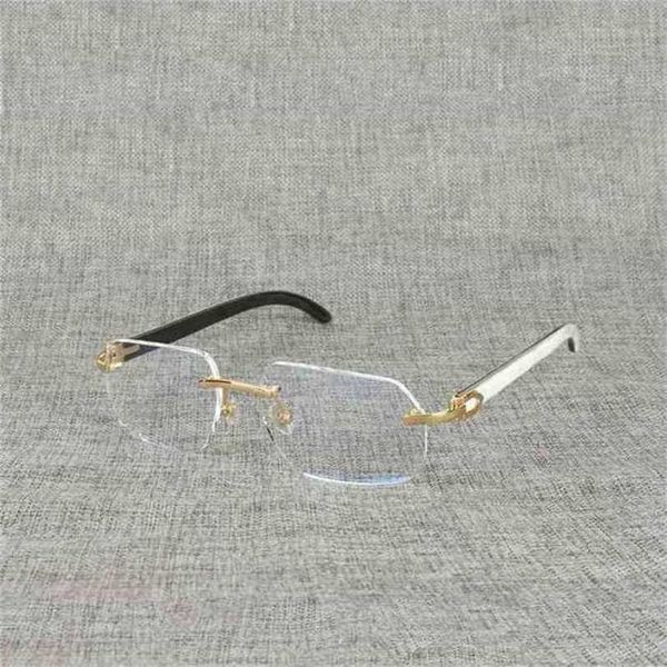 

women's luxury designer natural wood square clear buffalo horn oversize rimless eyeglasses frame for men reading optical oval oculos gl, White;black