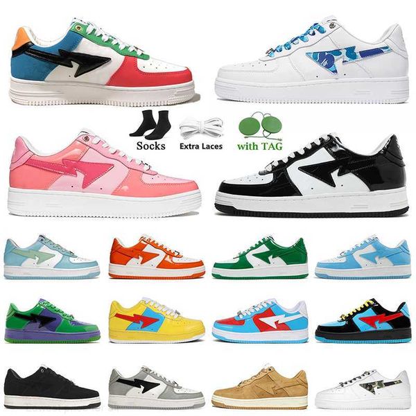 

bapestas casual shoes designer jjjjound bapesta low men women italy stas sk8 color camo combo pink patent leather green black white trainers