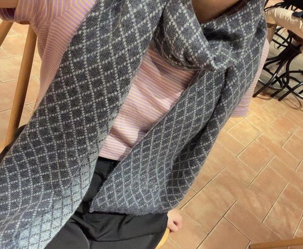 

men wool grid scarf shawl warm female autumn winter scarves is the good collocation of air conditioning room8188944, Blue;gray