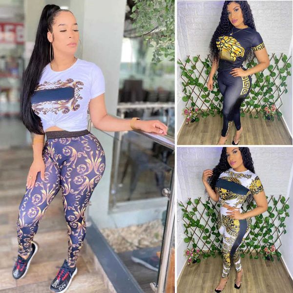 

womens luxury yoga tracksuits medusa hip hop printed short sleeve set designer tshirt quick drying breathable pants sports suit, Gray