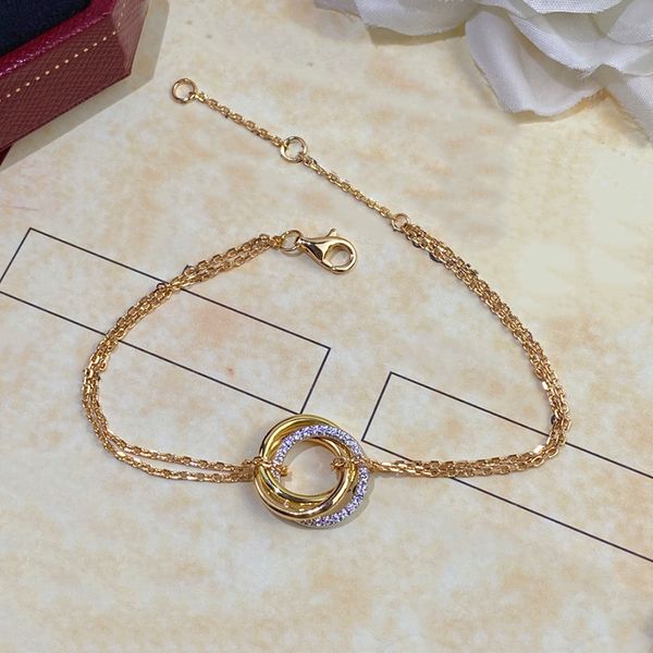 

trinity bracelet charm bracelet for woman designer gold plated 18k t0p quality highest counter quality brand designer exquisite gift with bo, Golden;silver