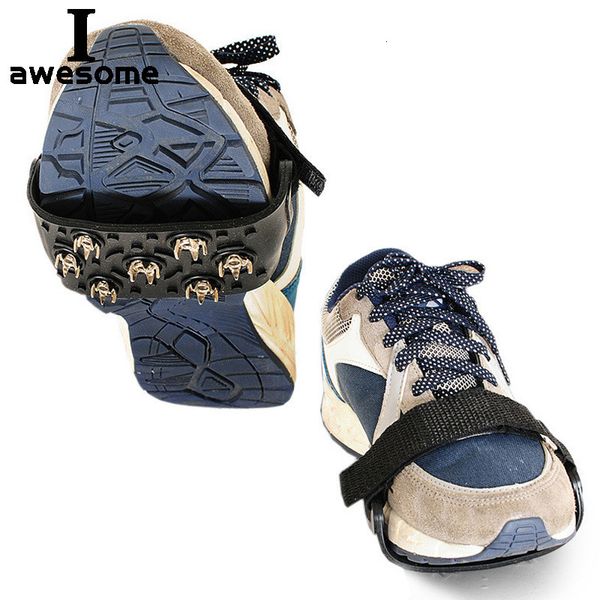 

crampons 7 stude ice claw universal outdoor safety antiskid snow ice climbing shoe spikes grips cleats overshoes traction 230404, Black;blue