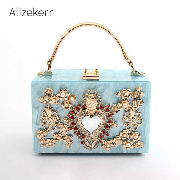 

evening bag acrylic box clutch bags women pearl diamonds heart shaped stone pat