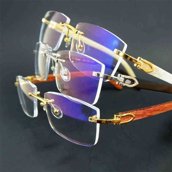 

2023 designer glasses new square clear men wood luxury designer frames vintage rimless transparent glasses buffs eyewear, White;black